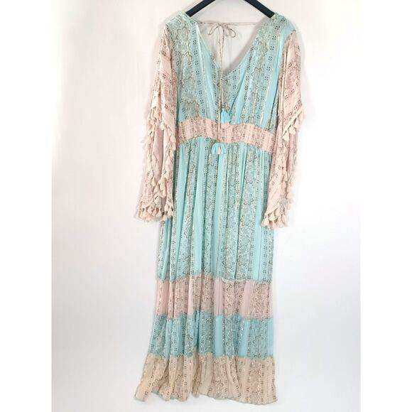 Anthropologie Me 2 Magic Dress XL Boho Fringe Tassel Tie Fairy Festival Resort - Picture 8 of 11